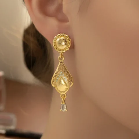 Gold-plated drop earrings Design 5