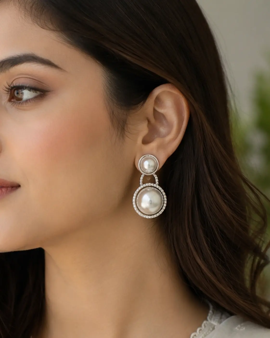 White pearl drop earrings | shallyzubi pear drop earrings