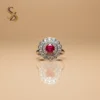 Sterling Silver Red stone adjustable size ring | with Ring Box