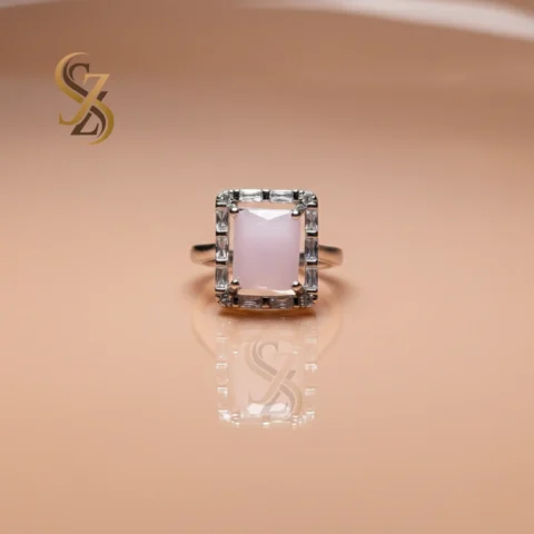 Pink stone silver ring | With Ring-Box