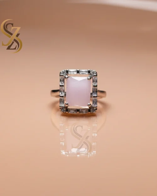 Pink stone silver ring | With Ring-Box