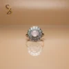 Sterling Silver Light baby pink stone adjustable size ring | with Ring Box