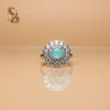 Sterling Silver Sea Green adjustable size ring | with Ring Box