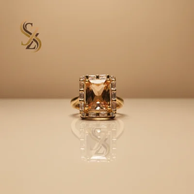stunning yellow gold ring with yellow-golden Stone - Gold Plated Ring | With Ring-Box