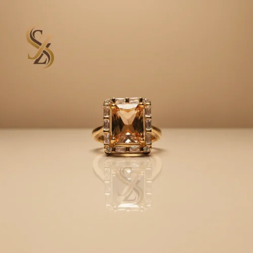 stunning yellow gold ring with yellow-golden Stone - Gold Plated Ring | With Ring-Box