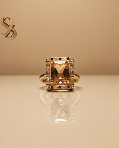 stunning yellow gold ring with yellow-golden Stone - Gold Plated Ring | With Ring-Box