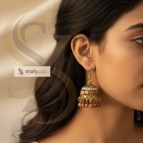 Brown Gold-plated alloy Jhumka earrings