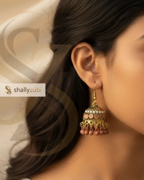 Brown Gold-plated alloy Jhumka earrings