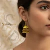 Yellow jhumki-Golden coated pear white color Bell-shaped drop jhumki