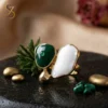 Green- White gold plated ring | with ring-box