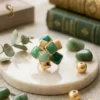 Party wear green gold-toned cluster ring | With Ring-Box | Adjustable Size