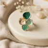 Wedding Ring Big Flower-enamel green and golden petals Rings | With Ring-Box