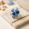 Party wear Geometric Blue Floral Ring | With Ring-Box