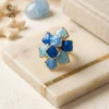 Party wear Geometric Blue Floral Ring | With Ring-Box