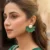 Green Flower Ear Studs with white bead Earrings-shallyzubi With-Earrings-Box