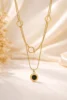 Black Pendant Double chain necklace | With jewlery-Box