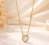Clover Accent Stone Pendant Necklace