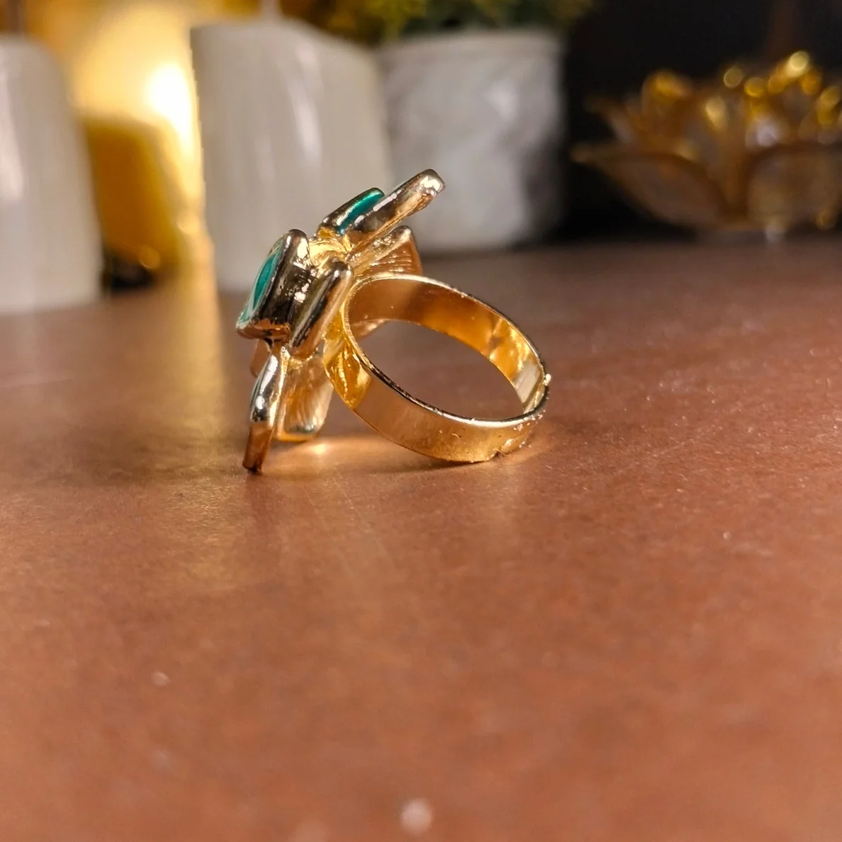 Sea Green Enamel statement ring | With Ring-Box - Image 4