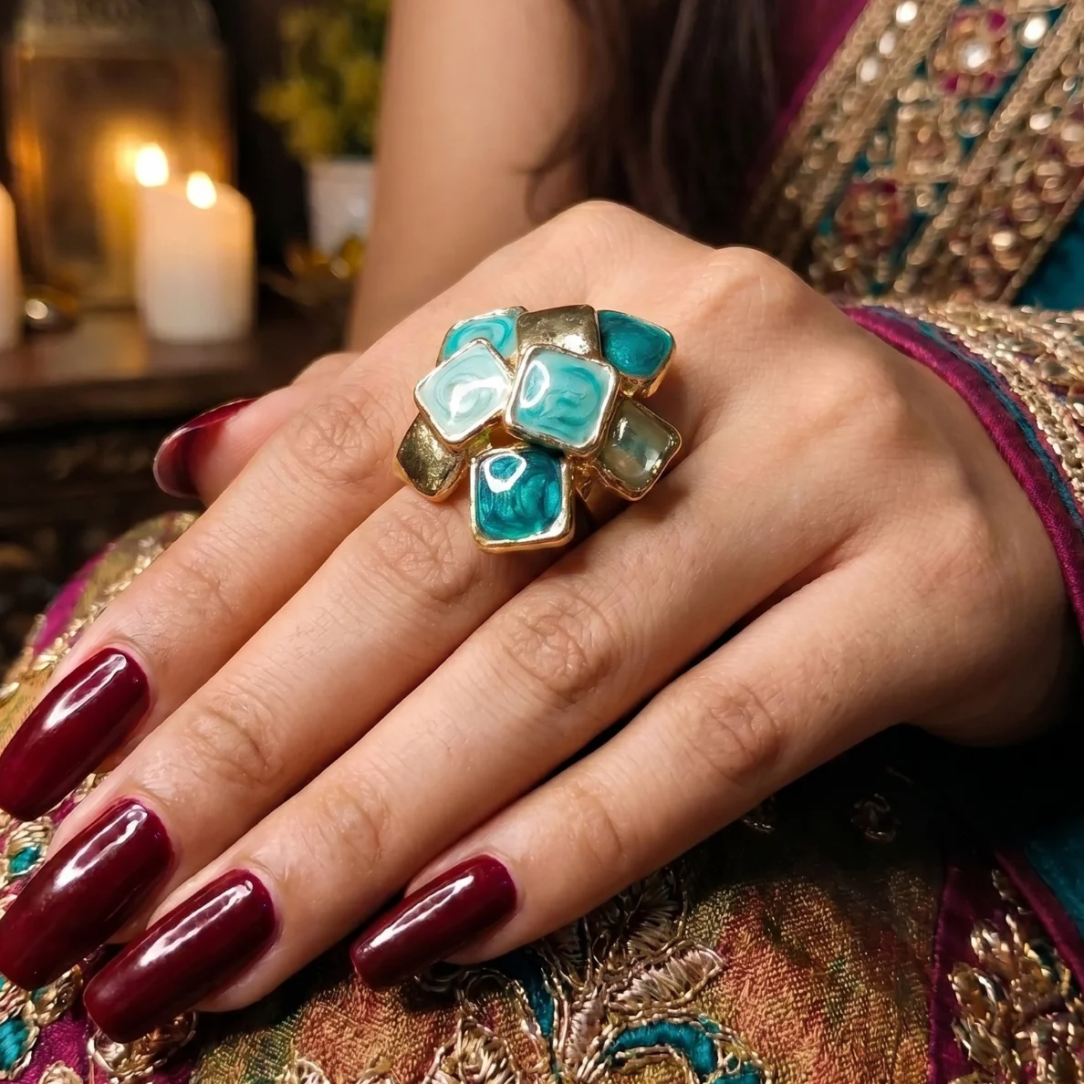 Green cluster ring | With Ring-Box