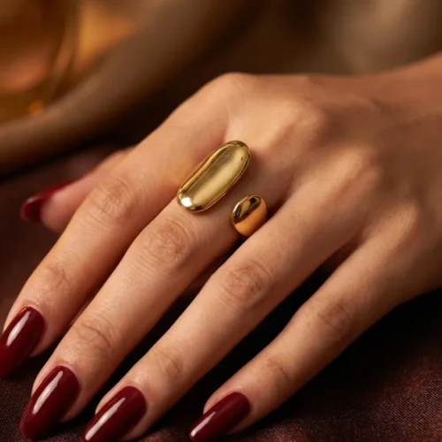 Minimal Curved gold plated ring | With Ring-box