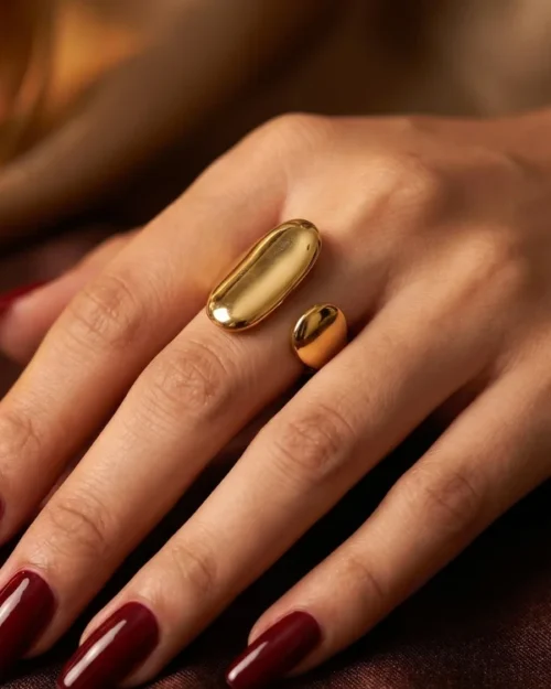 Minimal Curved gold plated ring | With Ring-box