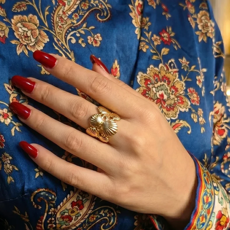 Stainless steel Shell double Shape Ring | With Ring-box