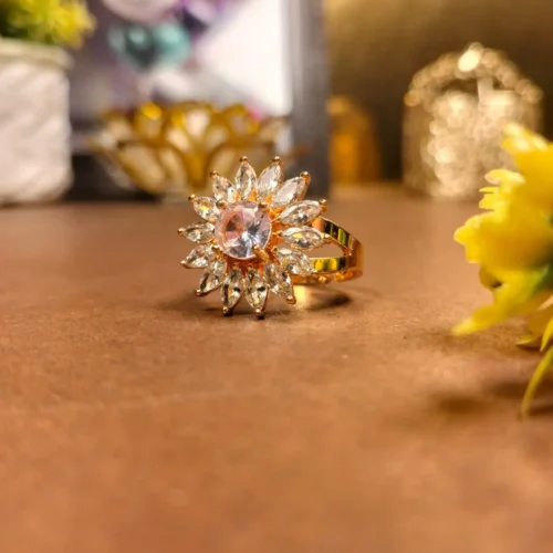 white floral sunburst Ring