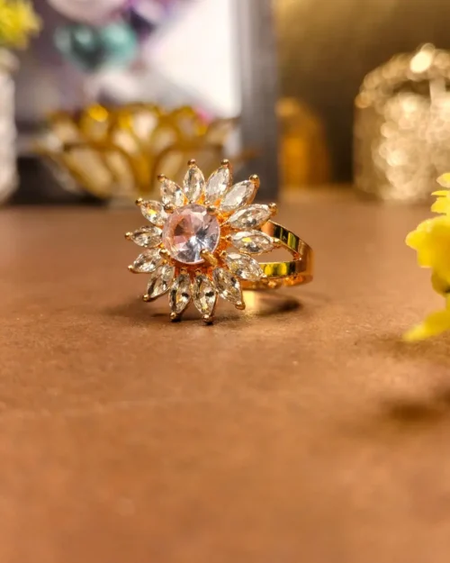 white floral sunburst Ring