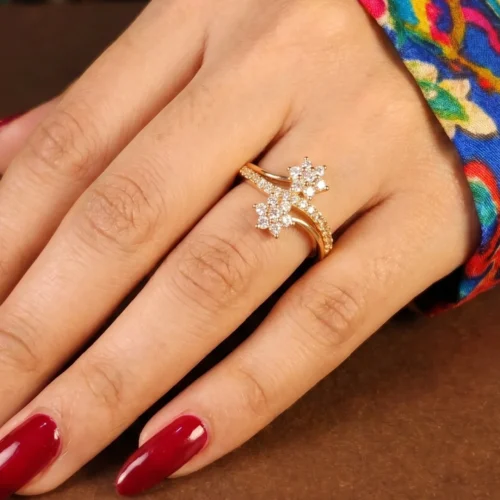 Goldwn Fancy double flower Ring