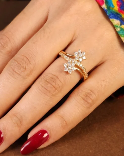Goldwn Fancy double flower Ring