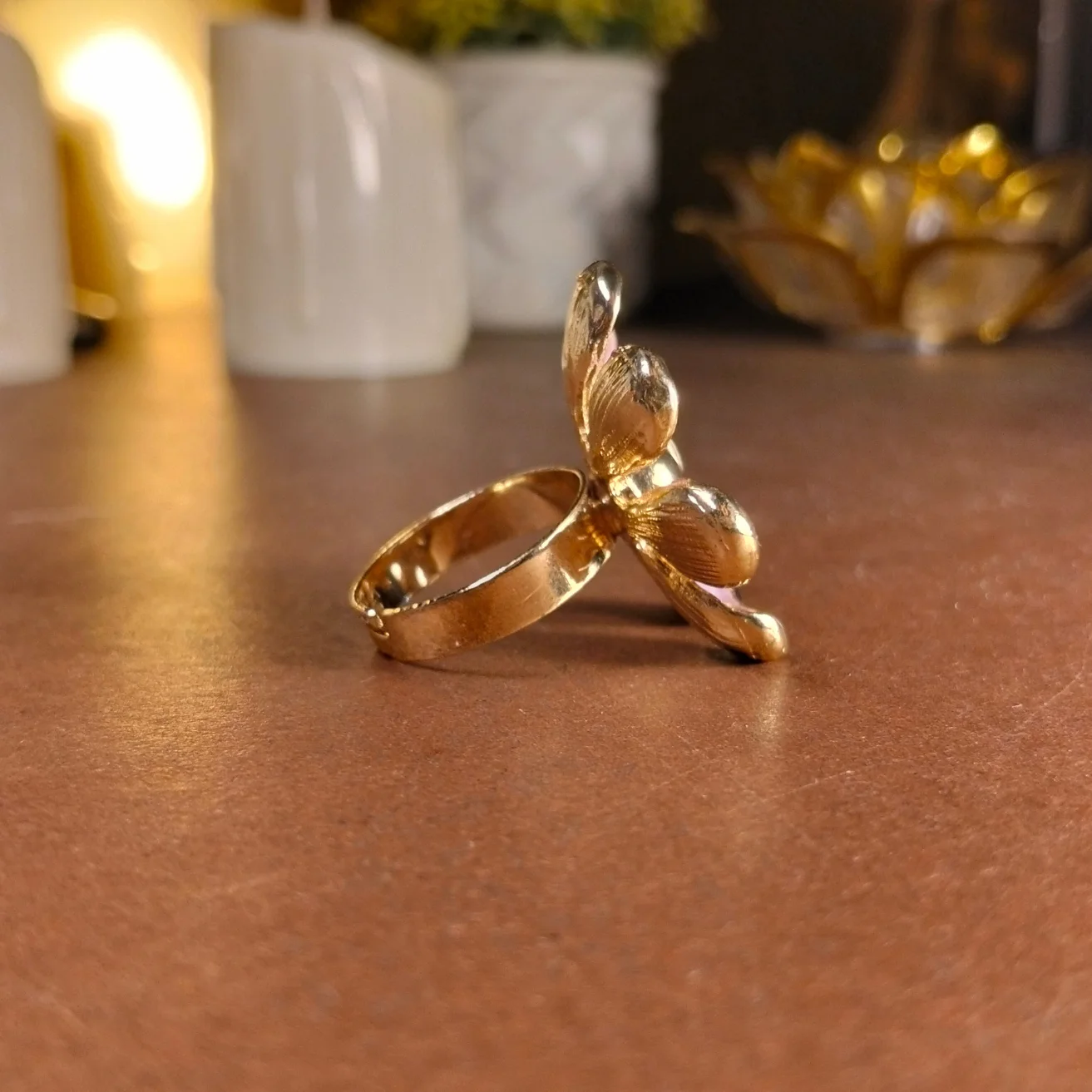 Lavender Enamel flower ring - Image 3
