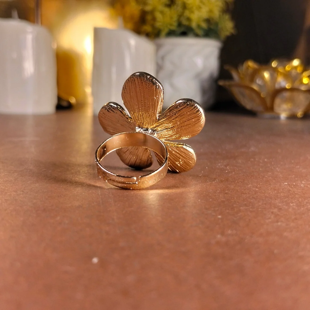 Blue Sakura Flower Enamel statement ring - Image 4