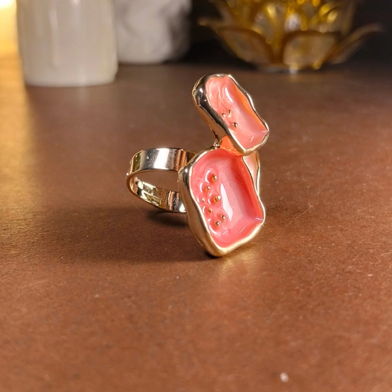 Geomagnetic square pink-peach ring - Image 2