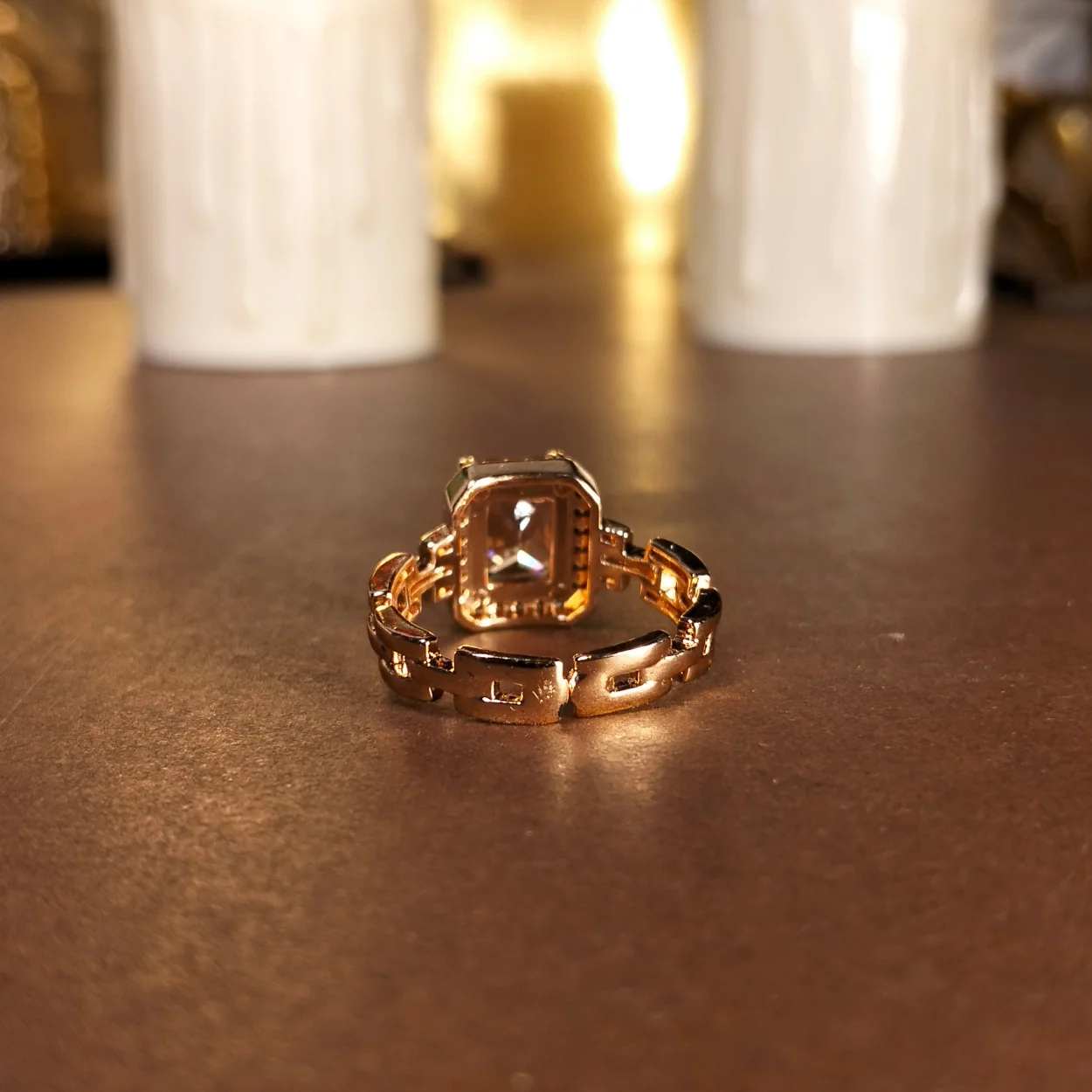 Champagne zircon rectangular emerald-cut gemstone Ring - Image 3