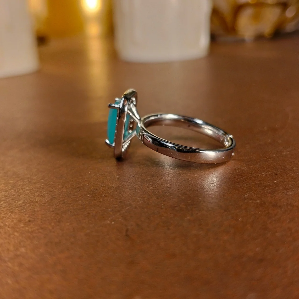 Sea green emerald-cut ruby halo ring - Image 2