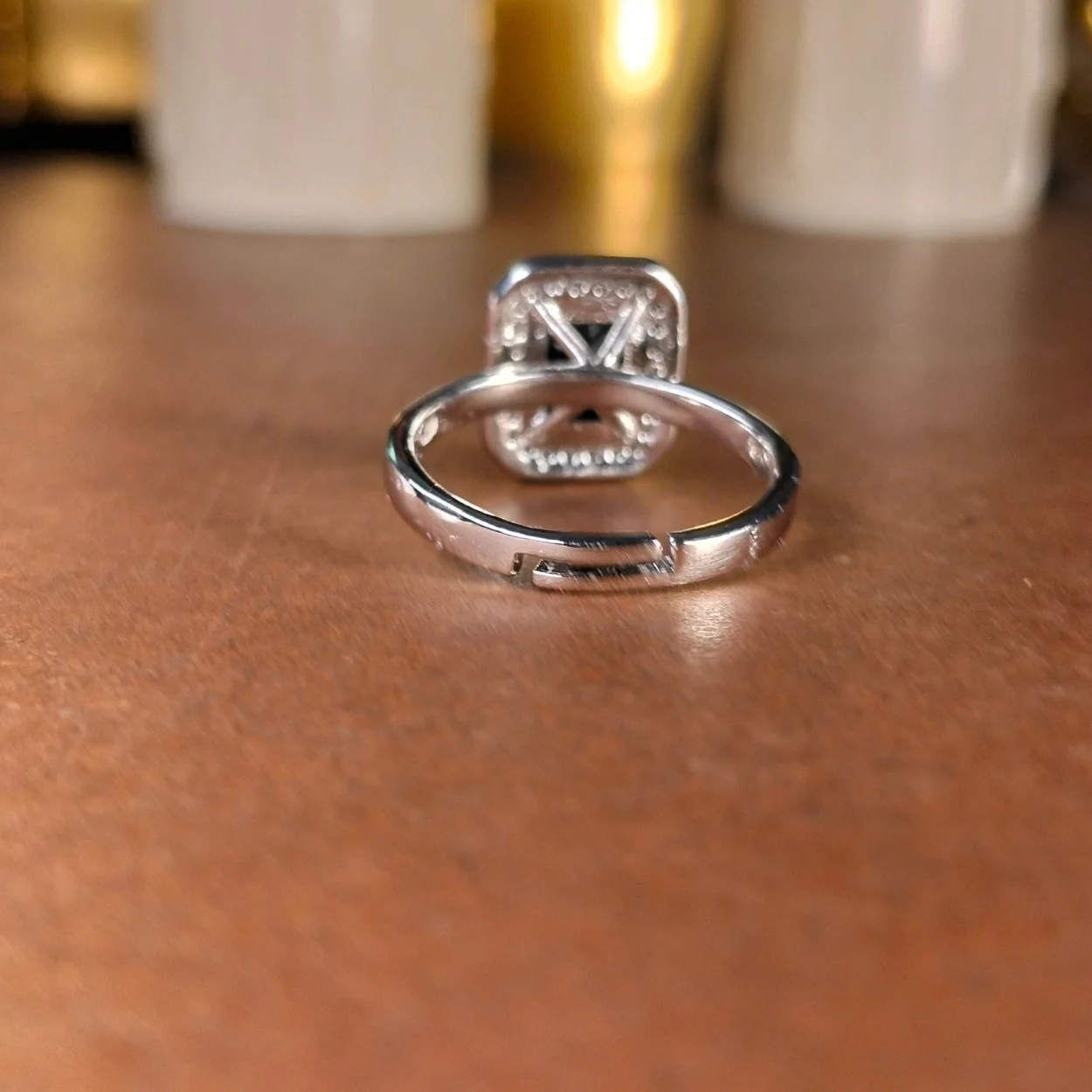 Black zircon rectangular emerald-cut gemstone Ring - Image 3