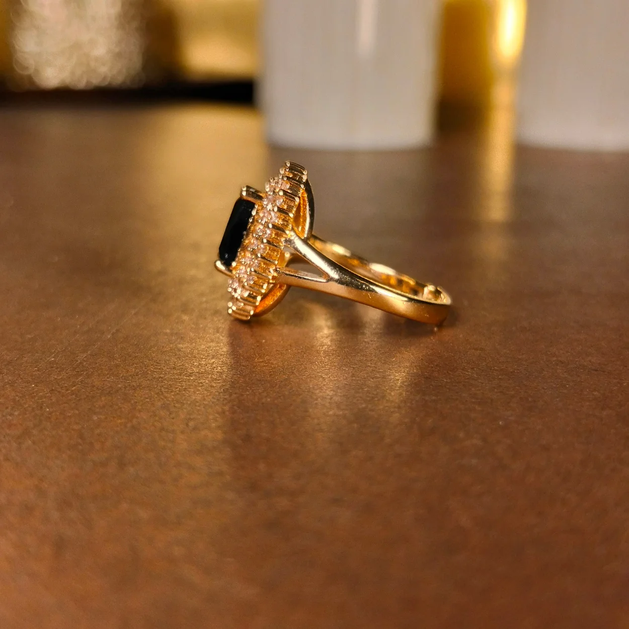 Emerald Cut Black Stone Ring - Image 2
