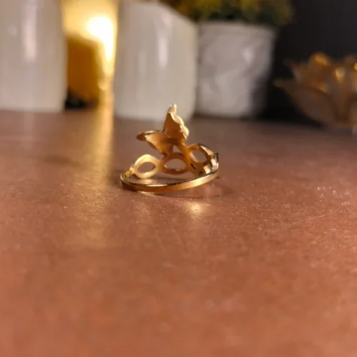 Golden Stainless steel butterfly Ring | with ring-box