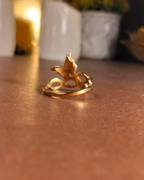 Golden Stainless steel butterfly Ring | with ring-box