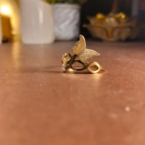 Golden Stainless steel butterfly Ring | with ring-box