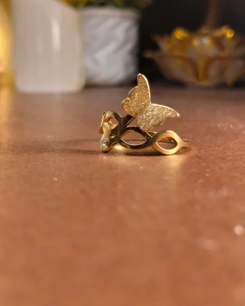 Golden Stainless steel butterfly Ring | with ring-box