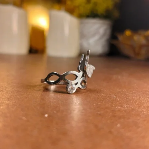 Silver Stainless steel butterfly Ring | with ring-box