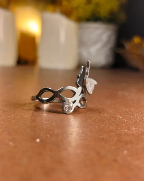 Silver Stainless steel butterfly Ring | with ring-box