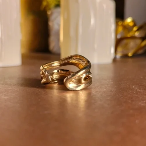 Gold plated wavy double-line ring | With Ring-box