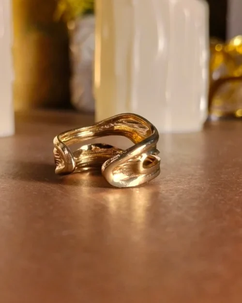 Gold plated wavy double-line ring | With Ring-box