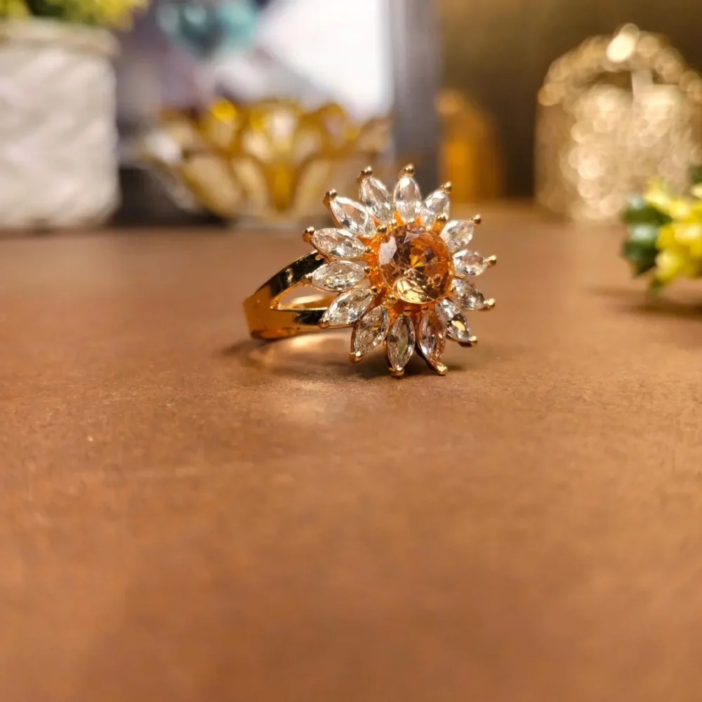 Golden floral sunburst Ring | With Ring-box