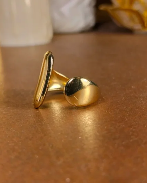 Minimal Curved gold plated ring | With Ring-box