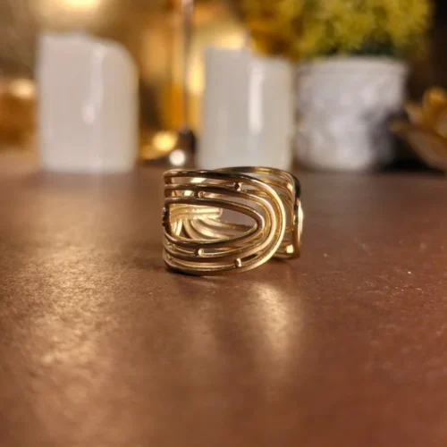 Butterfly waved gold plated ring | with Ring-Box