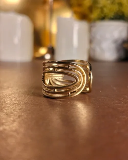 Butterfly waved gold plated ring | with Ring-Box