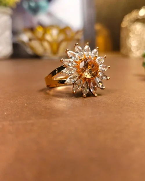 Golden floral sunburst Ring | With Ring-box